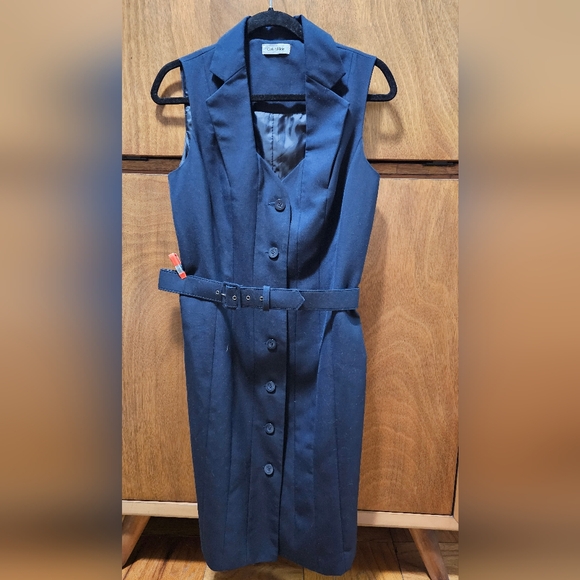 Calvin Klein Vintage Blue Dress with Belt - Picture 5 of 5